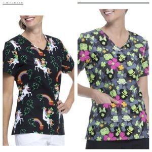 Scrubstar "Lucky Unicorn" Women's V-Neck Scrub Top